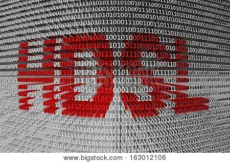 HDSL in the form of binary code, 3D illustration