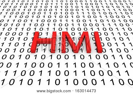 HMI in the form of binary code, 3D illustration