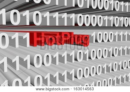 HotPlug in the form of binary code, 3D illustration