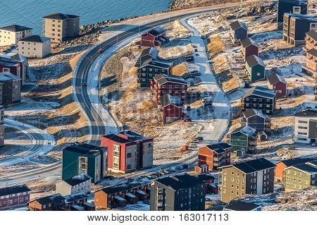 Aerial View To The Streets And Buildings Of Nuuk, Greenland
