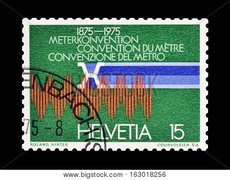 SWITZERLAND - CIRCA 1975 : Cancelled postage stamp printed by Switzerland, that shows Krypton spectral line.