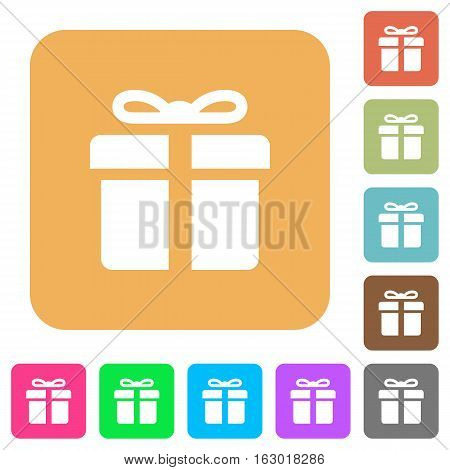 Gift box icons on rounded square vivid color backgrounds.