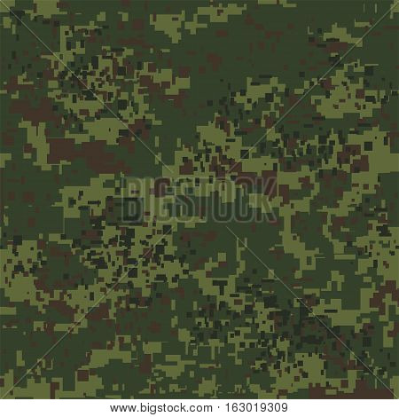 Digital Pixel Camouflage Seamless Pattern For Your Design. Vector Texture