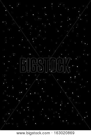 Huge clusters of stars in the dark sky. Black background. Vector illustration