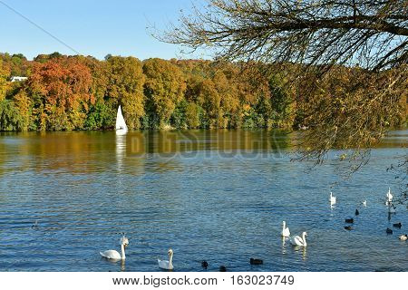 Meulan France - october 31 2016 : the picturesque city in autumn