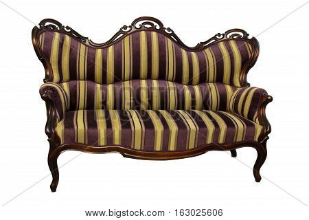 Stripe baroque rokoko sofa, isolated on white