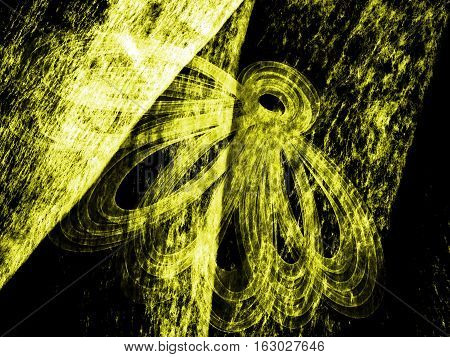 Floral Style Smoke Yellow Line Ornament Background, Flower Abstract
