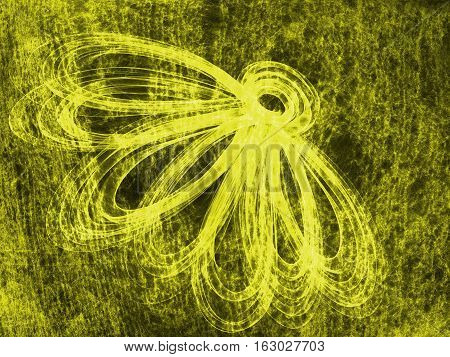 Floral Style Smoke Yellow Line Ornament Background, Flower Abstract