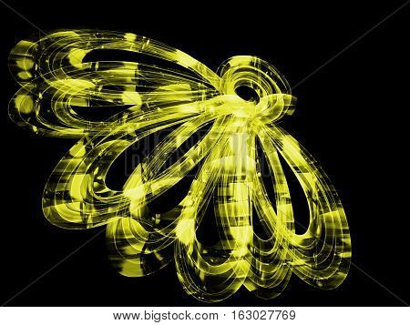Floral Style Smoke Yellow Line Ornament Background, Flower Abstract