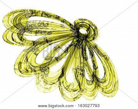Floral Style Smoke Yellow Line Ornament Background, Flower Abstract