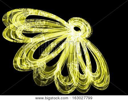 Floral Style Smoke Yellow Line Ornament Background, Flower Abstract