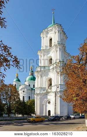 Bell tower. Cathedral of the Nativity of the Blessed Virgin, Kozelets, Ukraine.