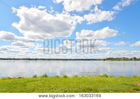 Siverskoe lake at summer near City Kirillov in Vologda region Russia.