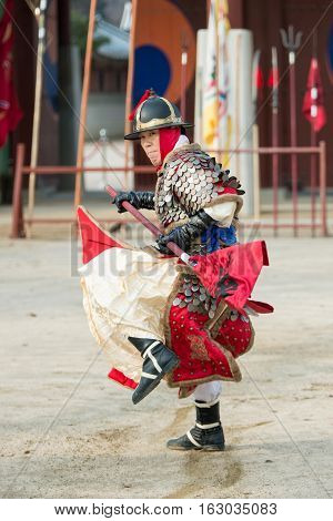 Gyeonggi-do, Suwon-si, South Korea - December 23, 2016: Traditional Martial Arts Trial Performance,