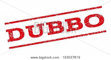 Dubbo watermark stamp. Text caption between parallel lines with grunge design style. Rubber seal stamp with dirty texture. Vector red color ink imprint on a white background.