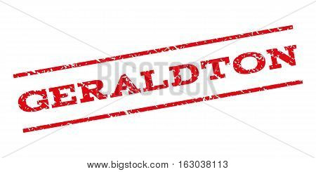 Geraldton watermark stamp. Text tag between parallel lines with grunge design style. Rubber seal stamp with dirty texture. Vector red color ink imprint on a white background.
