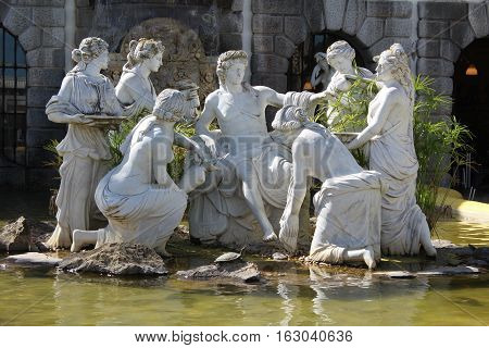 Sculpture in Buddha Eden Garden, the largest oriental garden in Europe, Portugal