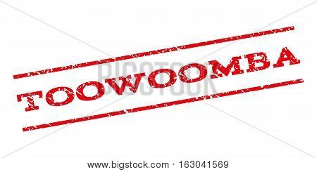 Toowoomba watermark stamp. Text caption between parallel lines with grunge design style. Rubber seal stamp with dirty texture. Vector red color ink imprint on a white background.