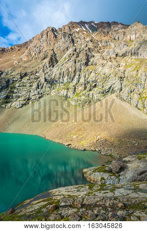 Landscape With Mountain Lake Ala-kul, Kyrgyzstan.