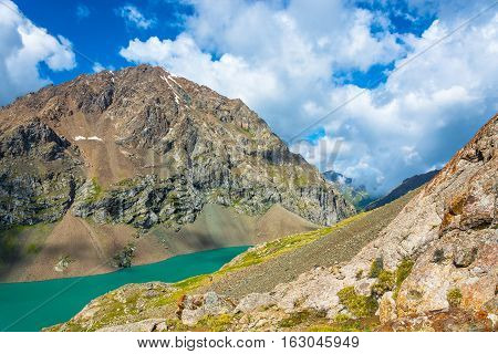 Landscape With Mountain Lake Ala-kul, Kyrgyzstan.