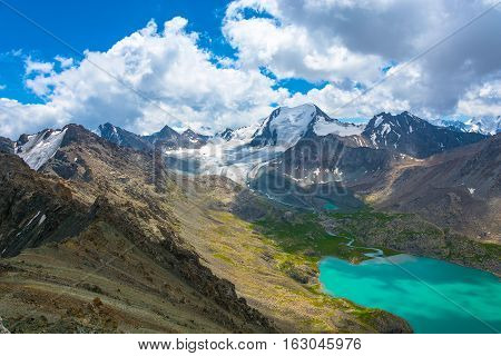Landscape With Mountain Lake Ala-kul, Kyrgyzstan.
