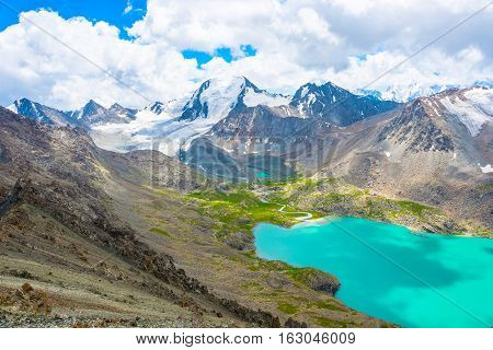 Landscape With Mountain Lake Ala-kul, Kyrgyzstan.