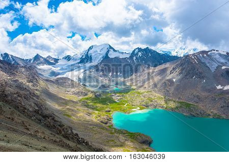 Landscape With Mountain Lake Ala-kul, Kyrgyzstan.