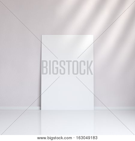 Realistic blank picture frame near the wall, 3D rendering
