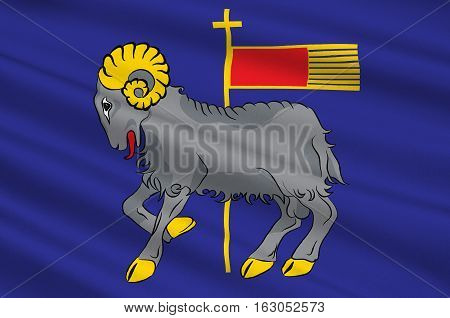 Flag of Gotland is a province county municipality and diocese of Sweden. 3d illustration