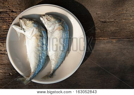 Mackerel and fresh vegetables ingredients for cooking