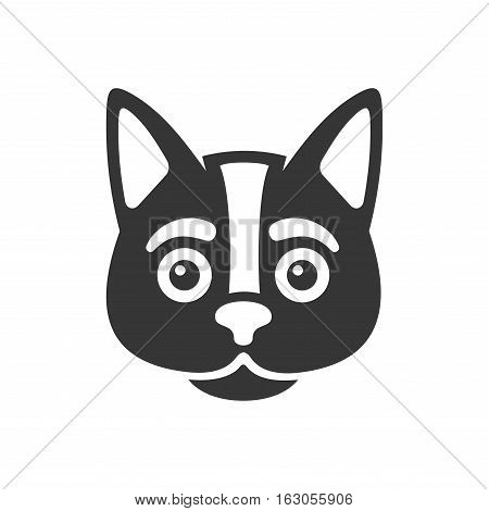 Black Cat Face Icon on White Background. Vector Illustration
