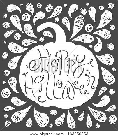 Happy Halloween text. Hand drawn sketch. Beautiful lettering art