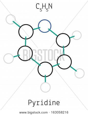 Pyridine C5H5N molecule isolated on white in vector
