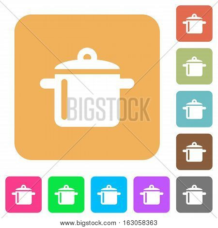 Cooking icons on rounded square vivid color backgrounds.