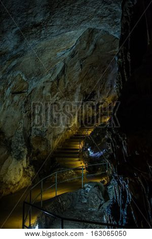 Speleothems in solutional karst cave. Emine-Bair-Khosar, Chather-Dag, Crimea