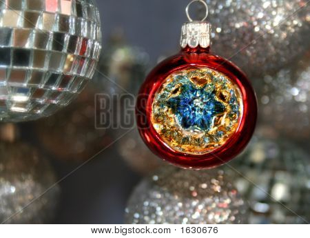 Adornos de árbol de Navidad Adorno rojo espejos Glitterballs