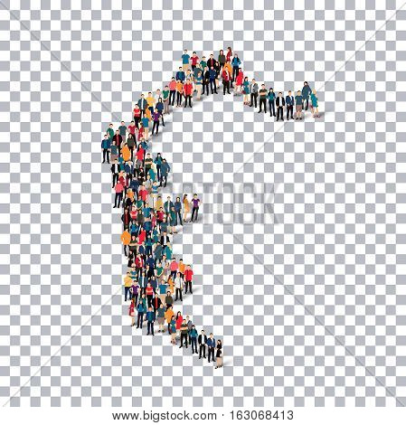 Isometric set of styles, people, map of Azad Kashmir, country, web infographics concept of crowded space, flat 3d. Crowd point group forming a predetermined shape. Creative people.  illustration. Photo .3D illustration. Transparent background . Isolated.