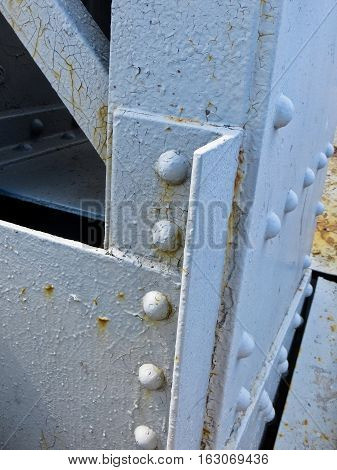 Details of the rivets on a bridge