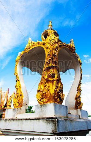 Beautiful Wat Thai golden temple Photharam Ratchaburi Thailand
