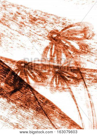 Floral Style Smoke Brown Line Ornament Background, Flower Abstract Frame