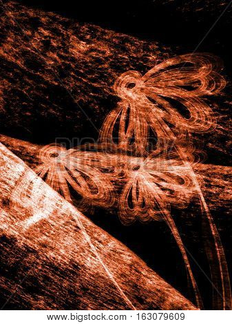 Floral Style Smoke Brown Line Ornament Background, Flower Abstract Frame