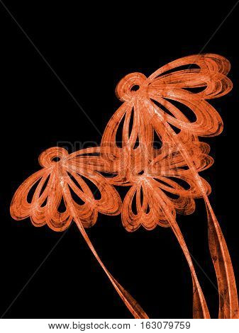 Floral Style Smoke Brown Line Ornament Background, Flower Abstract Frame