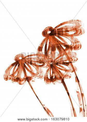 Floral Style Smoke Brown Line Ornament Background, Flower Abstract Frame