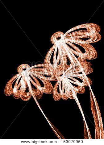Floral Style Smoke Brown Line Ornament Background, Flower Abstract Frame