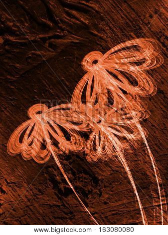 Floral Style Smoke Brown Line Ornament Background, Flower Abstract Frame