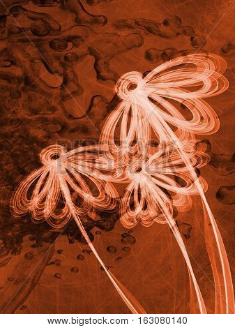 Floral Style Smoke Brown Line Ornament Background, Flower Abstract Frame