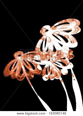 Floral Style Smoke Brown Line Ornament Background, Flower Abstract Frame