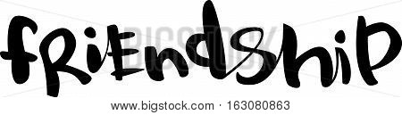 text -'' frienship'' Modern brush calligraphy. Handwritten ink lettering. Hand drawn vector elements. Isolated on white background. Hand drawn lettering element for your design.