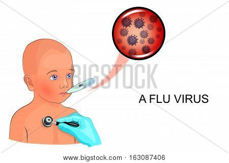 vector illustration of a sick child for medical publications.