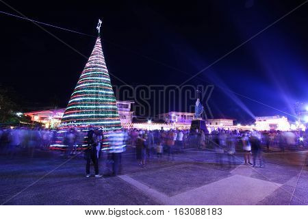 CHANTHABURI, THAILAND - DECEMBER 25, 2016 : Merry Christmas, The Catholic Church (Maephra Patisonti Niramon) at night.